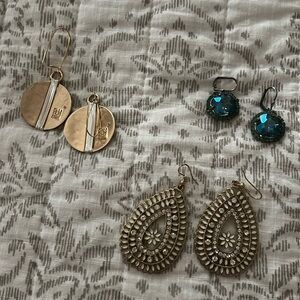 3 pair of pretty costume jewelry earrings